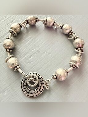 925 Sterling Silver Ball Beads Toggle Bracelet
